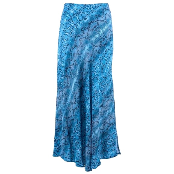 Karen Kane Silk Slip Skirt Midi Side Slit Snake Print Skirt